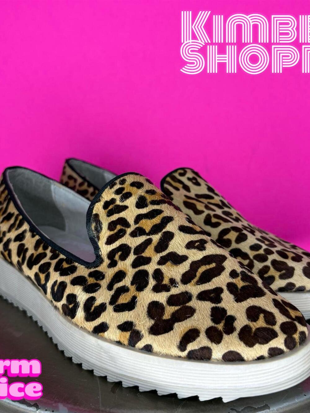 Andrew Stevens Zinnia Leopard Calf Hair Platform Loafer US 9 EU 40 UK 6.5